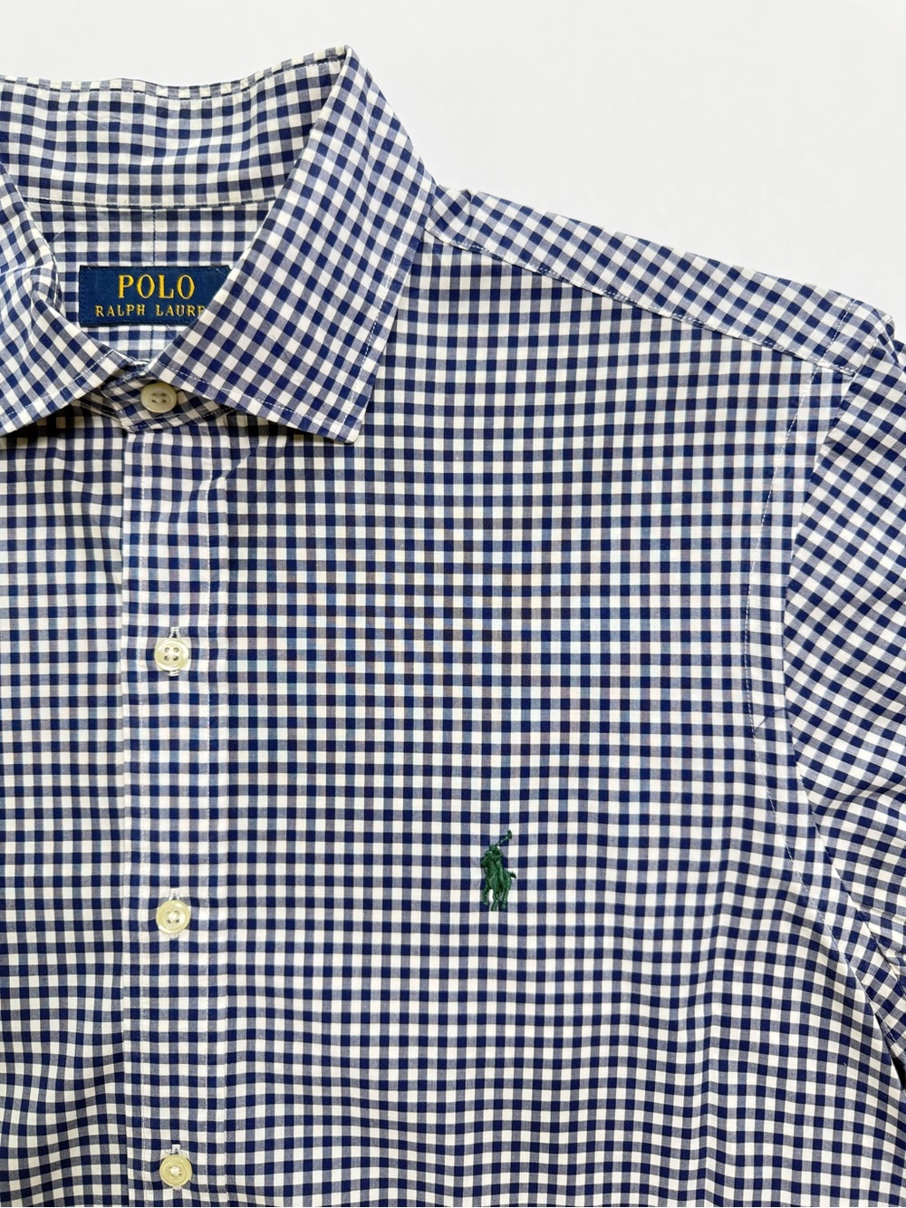 Polo Ralph Lauren Navy White Small Check Gingham Button Down Shirt Men’s Large